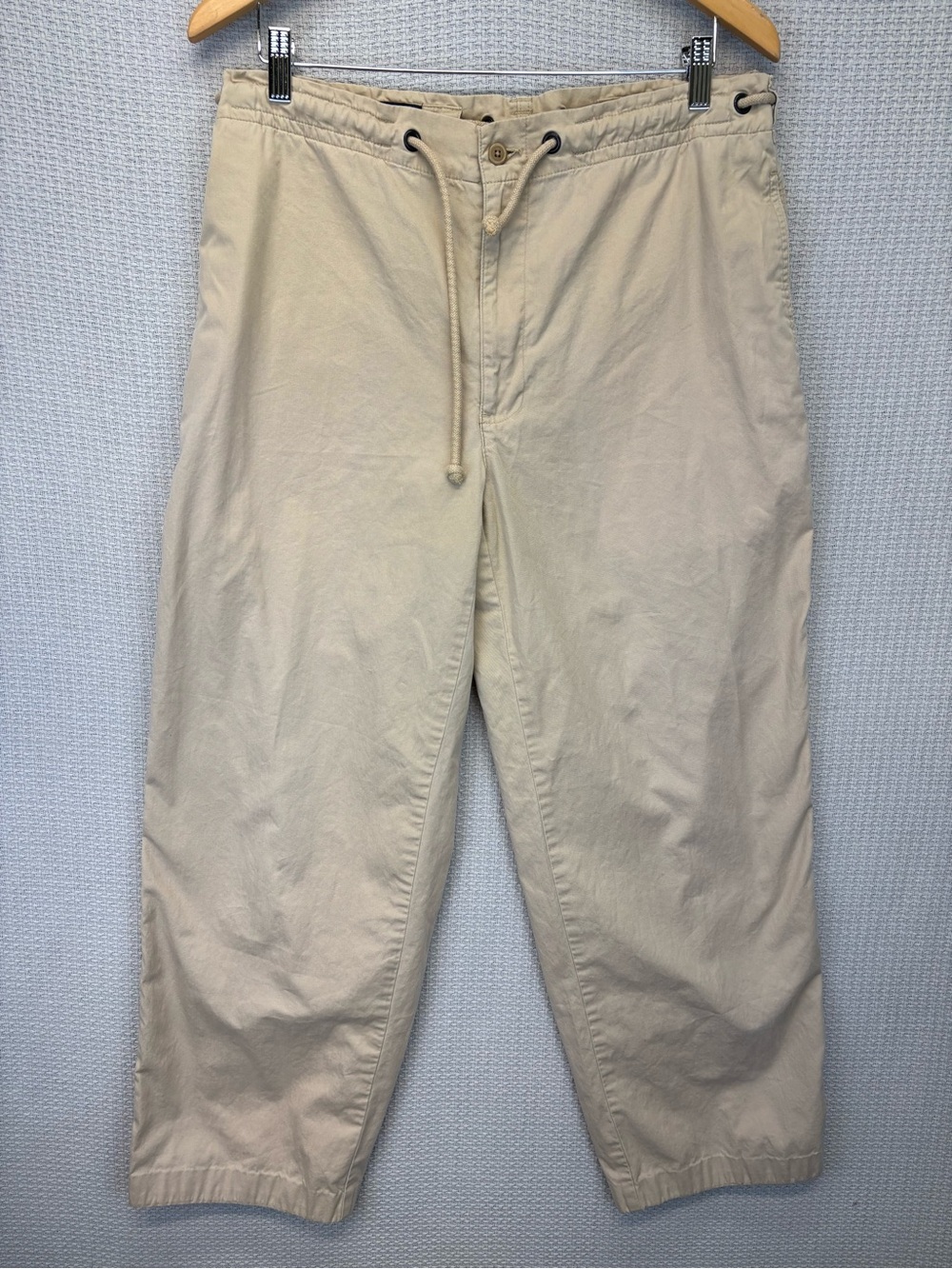Vintage 80’s Polo By Ralph Lauren Baggy Pants Men 31/30 Beige Cotton Drawstring